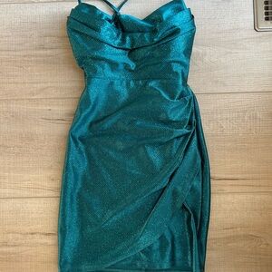 Dillard’s Honey and Rosie Strapless Teal Dress